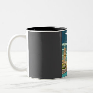 Hamburg Germany Digital Illustration City Travel P Zweifarbige Tasse