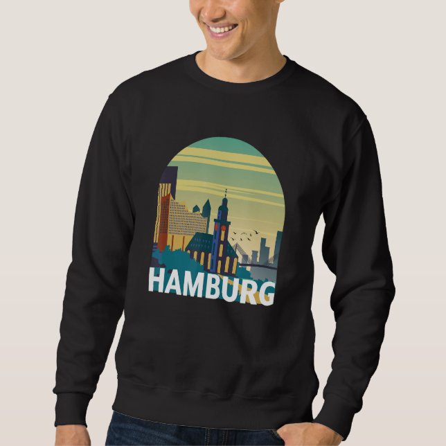Hamburg Germany Skyline Silhouette Outline Sketch_ Sweatshirt (Vorderseite)