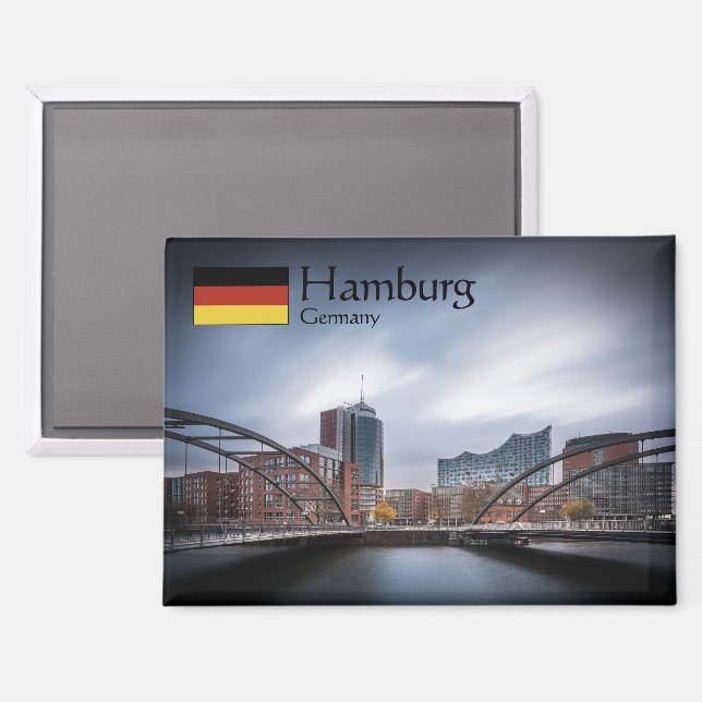Hamburg Germany Souvenir Magnet (Vorderseite/Rückseite)