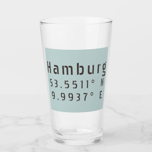 Hamburg Latitude Longitude Glas (Vorderseite)