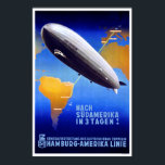 Hamburg Linie Art Deco Poster<br><div class="desc">Nach Südamerika in 3 Tagen! Südamerika in 3 Tagen! Ein Art-Déco-Werbeplakat aus dem Jahr 1937 mit dem Graf Zeppelin und eine Karte der Route von Friedrichshafen nach Buenos Aires. Dieses Bild hat ein Seitenverhältnis von 2:3. Unsere Vintage-Plakate sind die sorgfältig restaurierten Plakate auf Zazzle.</div>