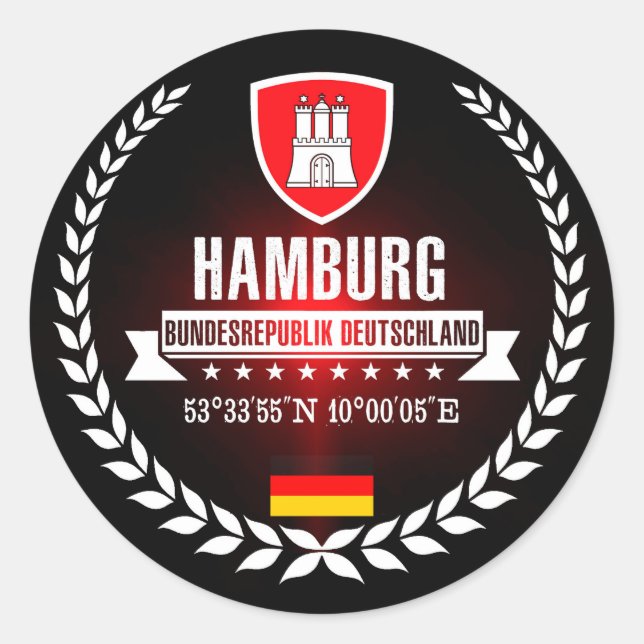 Hamburg Runder Aufkleber (Vorderseite)