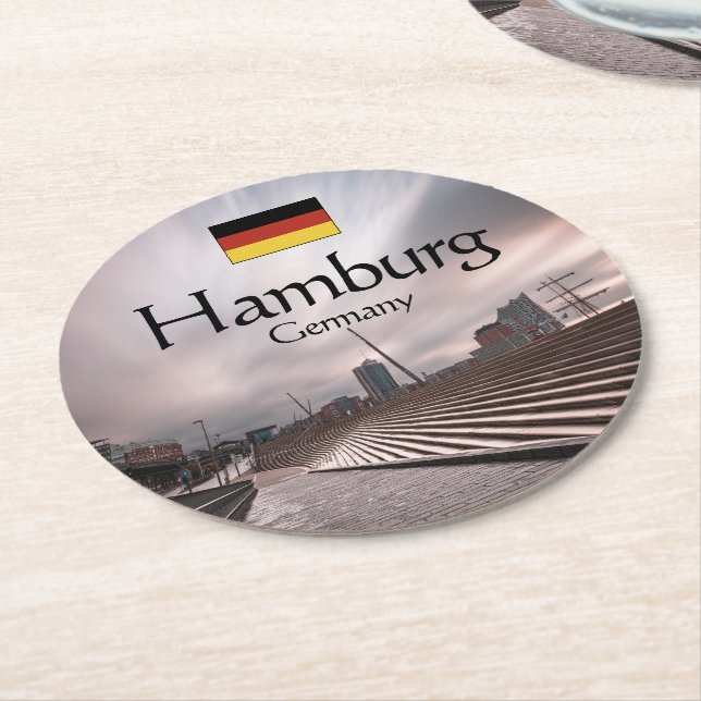 Hamburg Runder Pappuntersetzer (Angewinkelt)