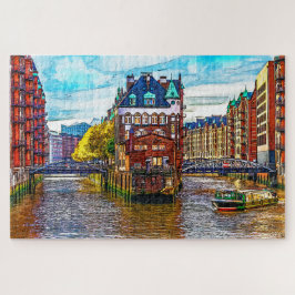 Hamburg Sehenswürdigkeit Wasserschloss, Deutschlan Puzzle