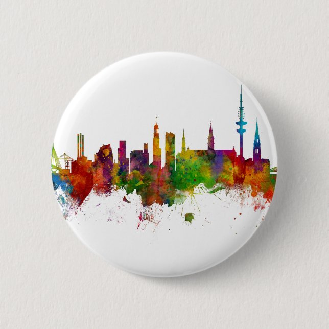 Hamburg Skyline Button (Vorderseite)
