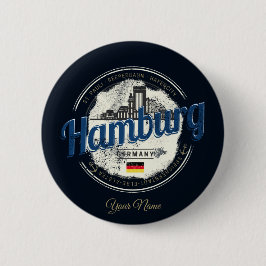Hamburg Skyline Deutschland Vintag Holiday Souveni Button