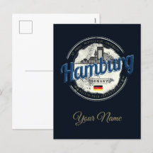 Hamburg Skyline Deutschland Vintag Holiday Souveni