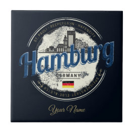 Hamburg Skyline Deutschland Vintag Holiday Souveni Fliese