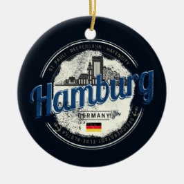 Hamburg Skyline Deutschland Vintag Holiday Souveni Keramik Ornament