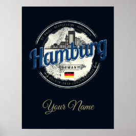 Hamburg Skyline Deutschland Vintag Holiday Souveni Poster