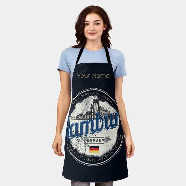 Hamburg Skyline Deutschland Vintag Holiday Souveni Schürze (Getragen)