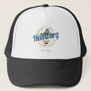 Hamburg Skyline Deutschland Vintag Holiday Souveni Truckerkappe