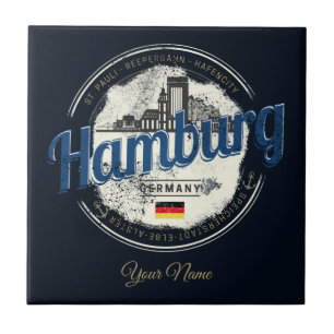 Hamburg Skyline Deutschland Vintage Urlaubs-Souven Fliese