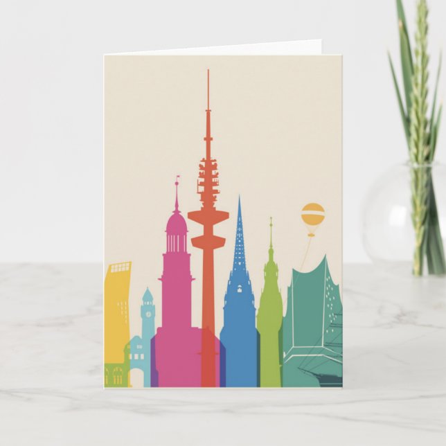 Hamburg Skyline Karte (Vorderseite)