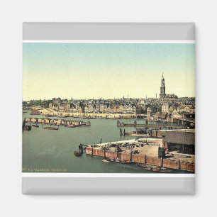 Hamburg vom Uhr-Turm, Deutschland-Klassiker Phot Magnet