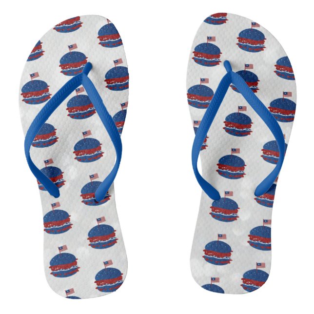 Hamburger 4. Juli Glitzer Flip Flops (Fußbett)