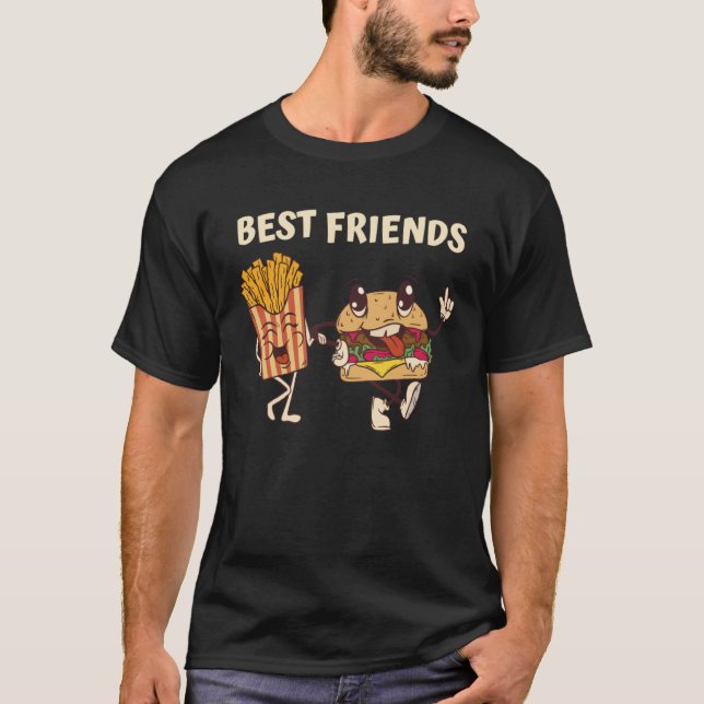 Hamburger And Fries Bestfriends T-Shirt (Vorderseite)