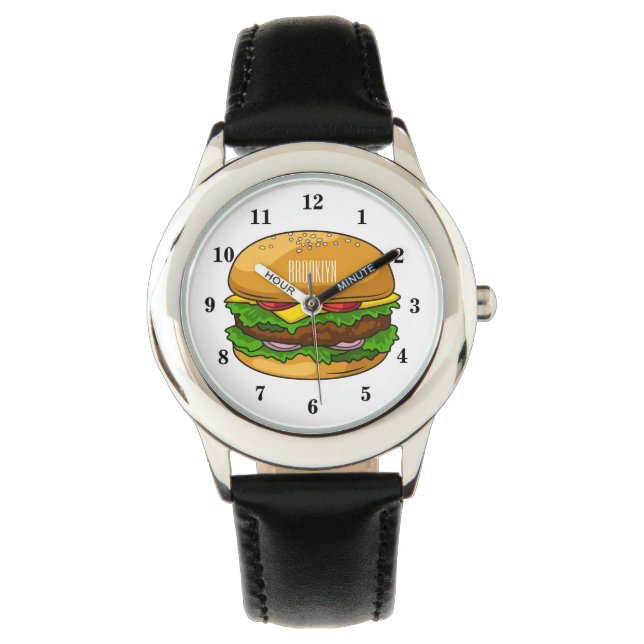 Hamburger Cartoon Armbanduhr (Vorderseite)
