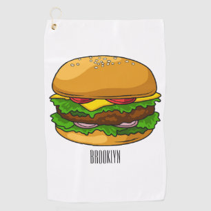 Hamburger Cartoon Golfhandtuch