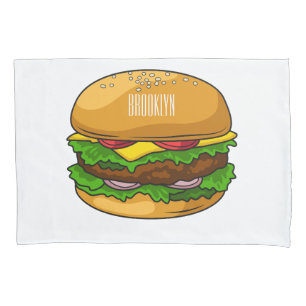 Hamburger Cartoon Kissenbezug
