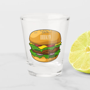 Hamburger Cartoon Schnapsglas