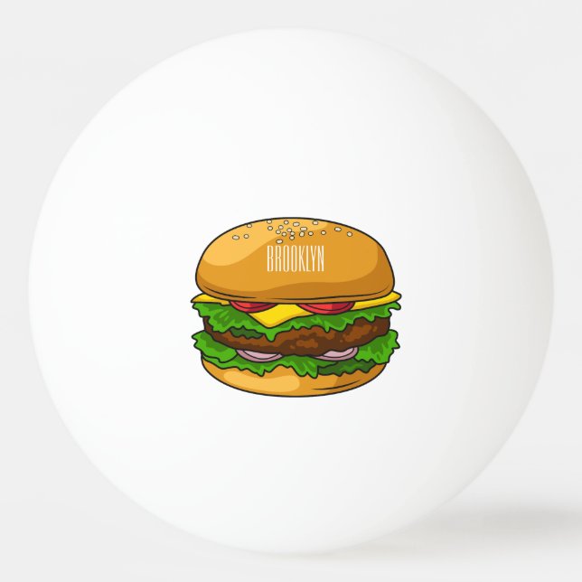 Hamburger Cartoon Tischtennisball (Vorderseite)