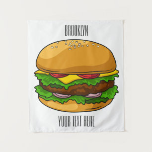 Hamburger Cartoon Wandteppich