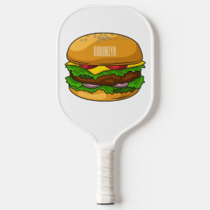 Hamburger-Cartoonsillustration Pickleball Schläger