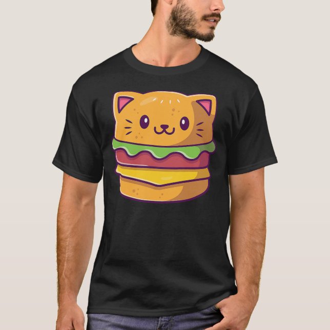 Hamburger Cat Catburger Funny Burger Cat Lover Foo T-Shirt (Vorderseite)