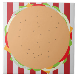 Hamburger Cheeseburger niedliches Café rot gestrei Fliese
