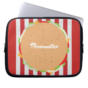 Hamburger Cheeseburger niedliches Café rot gestrei Laptopschutzhülle