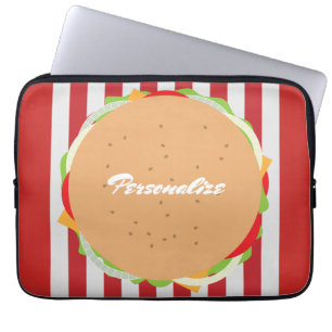 Hamburger Cheeseburger niedliches Café rot gestrei Laptopschutzhülle