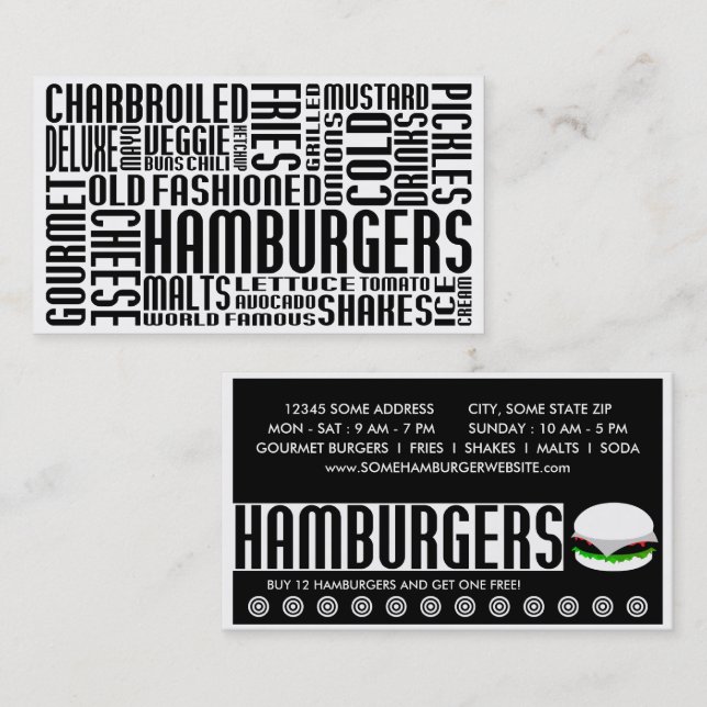 Hamburger (Chit-Chat) Treuekarte (Vorne/Hinten)