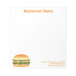 Hamburger Custom Restaurant Notizblock