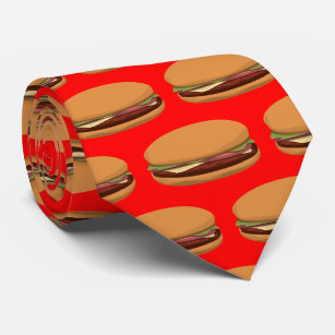 Hamburger, der auf rotem Hintergrund zeichnet Krawatte