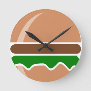 Hamburger Fast Food ein Sandwich Runde Wanduhr