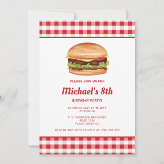 Hamburger Fast Food Illustration Geburtstagsparty Einladung