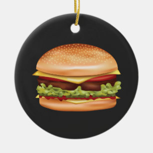 Hamburger Fast Food-Illustration mit benutzerdefin Keramik Ornament