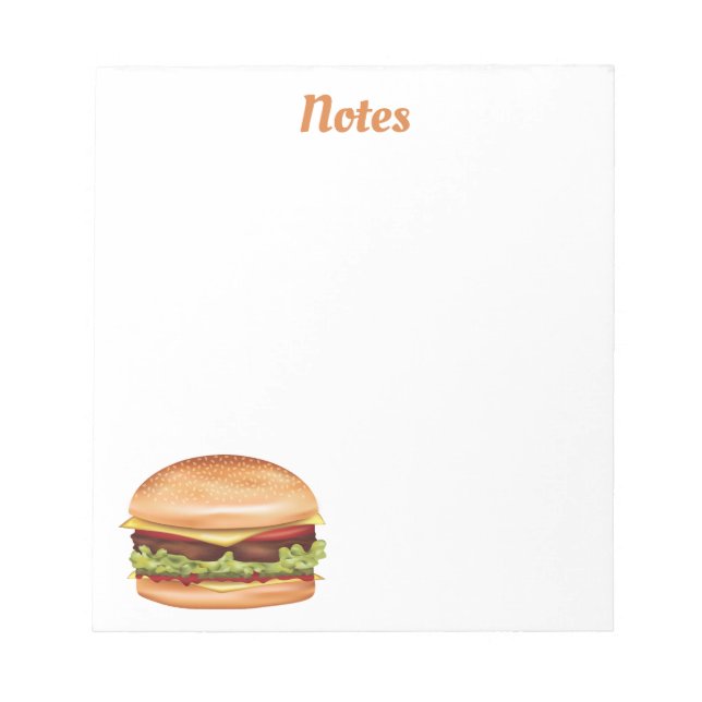 Hamburger Fast Food-Illustration mit benutzerdefin Notizblock (Vorderseite)