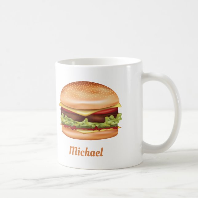 Hamburger Fast Food Illustration mit Individuelle  Kaffeetasse (Rechts)