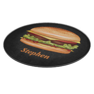 Hamburger Fast Food Illustration mit Individuelle  Schneidebrett