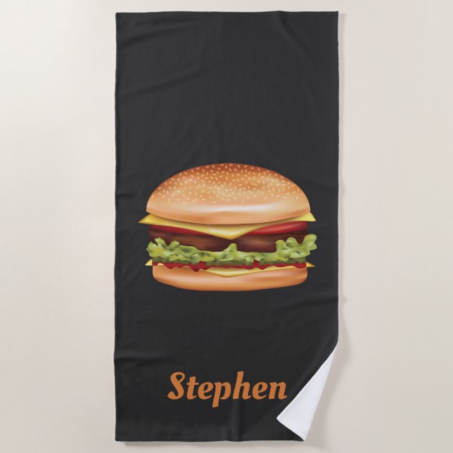Hamburger Fast Food Illustration mit Individuelle  Strandtuch (Vorderseite)