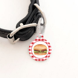 Hamburger Fast Food Illustration über Red Gingham Haustiermarke