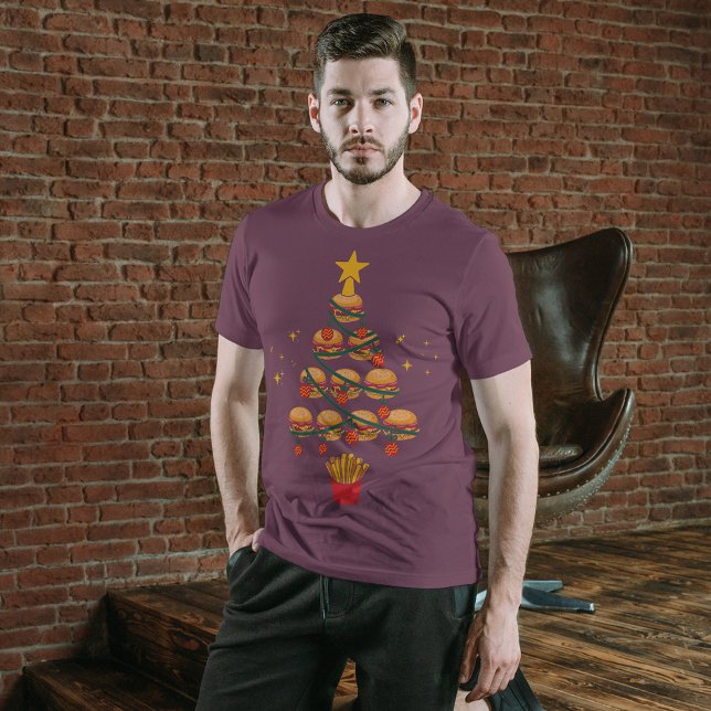 Hamburger Fast Food Lover Weihnachtsbaum Tri-Blend Shirt (Von Creator hochgeladen)