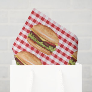 Hamburger Fast Foods auf Red Gingham Pattern Seidenpapier