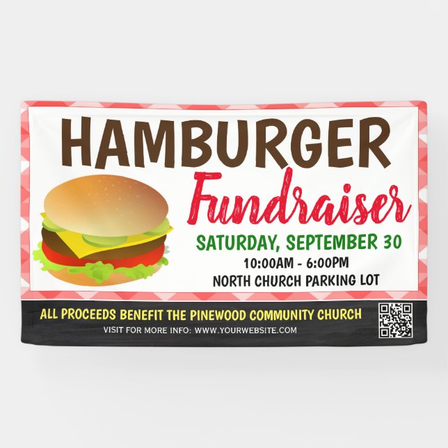 Hamburger Fundraiser-Banner mit qr-Code Banner (Horizontal)