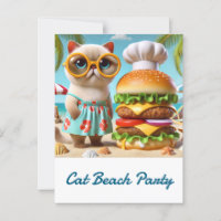 Hamburger für Strandparty für Katzenliebhaber