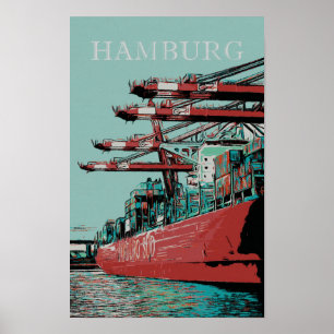 Hamburger Hafen - Landschaftlicher deutscher Hafen Poster