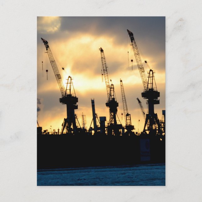 Hamburger Hafen Sonnenuntergang - Hamburg Postkarte (Vorderseite)