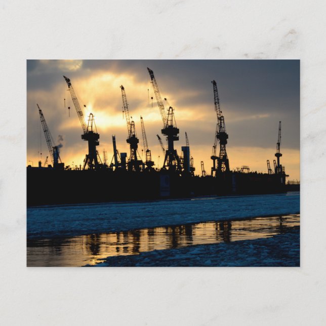Hamburger Hafen Sonnenuntergang - Hamburg Postkarte (Vorderseite)